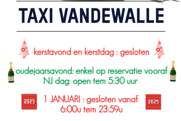 Luchthavenvervoer Taxi VDW bvba - Praktische info eindejaarsfeesten 2024 - 2025